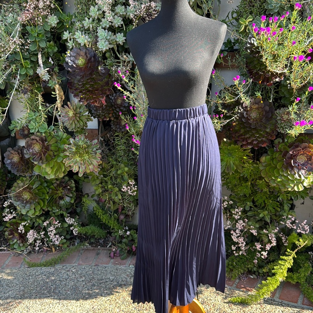 Navy Pleated Skirt